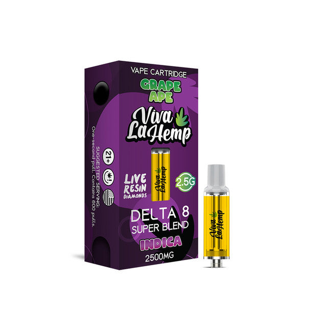 Viva La Hemp Super Blend Delta 8 Live Resin Diamonds Vape Cartridge 2500MG - Grape Ape 