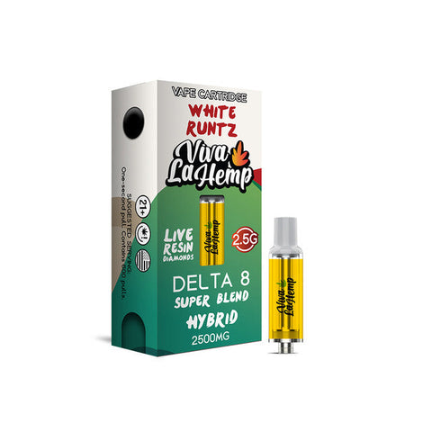 Viva La Hemp Super Blend Delta 8 Live Resin Diamonds Vape Cartridge 2500MG - White Runtz 