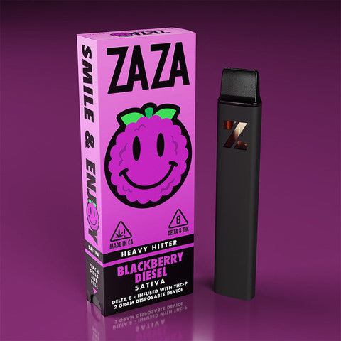 ZAZA Heavy Hitter 2G Delta 8 - Infused With THC-P Rechargeable Disposable Vape Pen - Blackberry Diesel (Sativa) 
