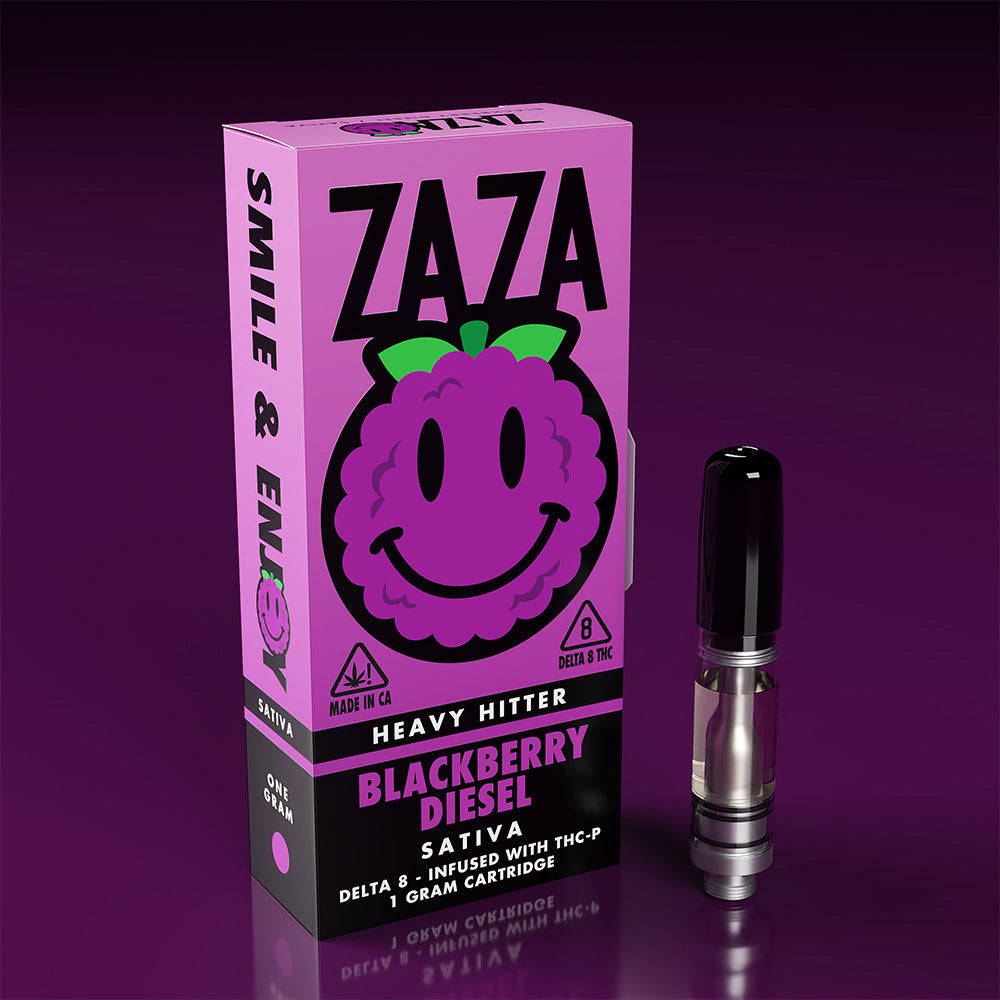 ZAZA Heavy Hitter Delta 8 - THC Infused With THC-P Vape Cartridge 1 Gram -  Blackberry Diesel (Sativa)
