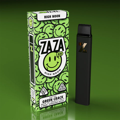 ZAZA High Noon Delta-10 + Delta-8 + THC-P Disposable Device 2G -  Green Crack (Sativa)