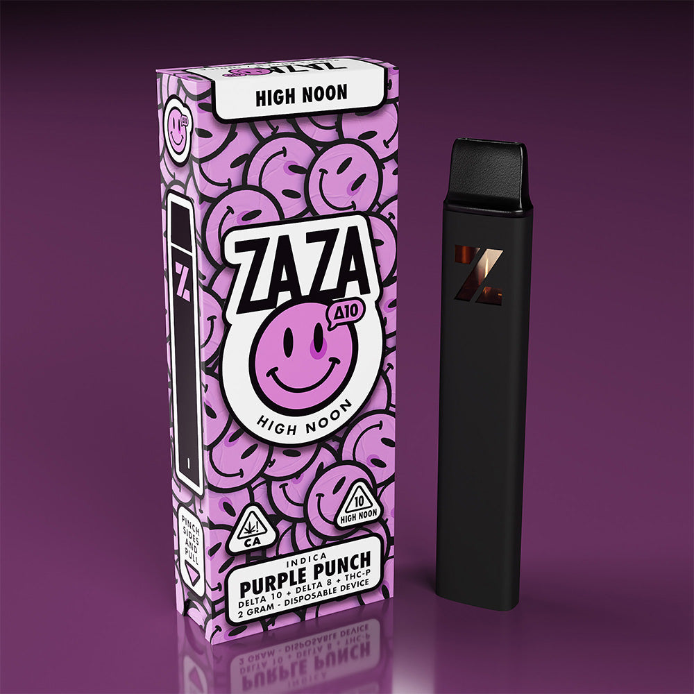 ZAZA High Noon Delta-10 + Delta-8 + THC-P Disposable Device 2G -  Purple Punch (Indica)