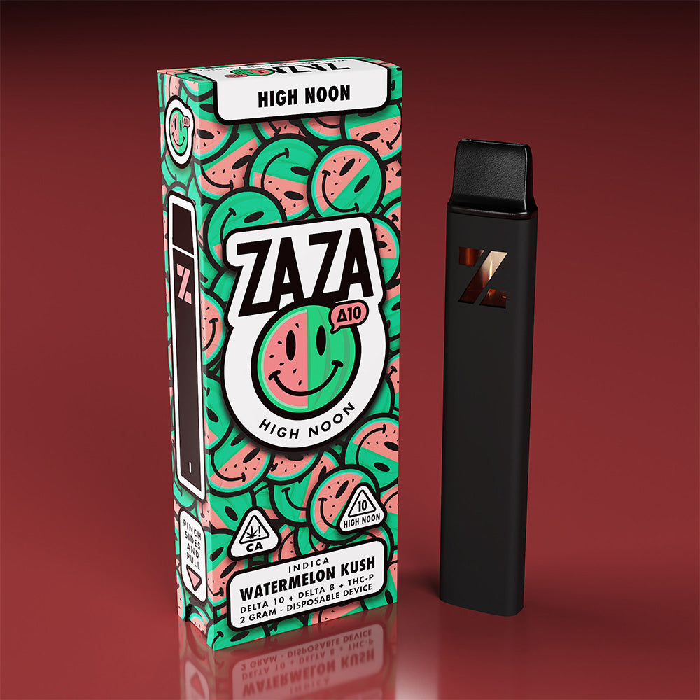 ZAZA High Noon Delta-10 + Delta-8 + THC-P Disposable Device 2G -  Watermelon Kush (Indica)