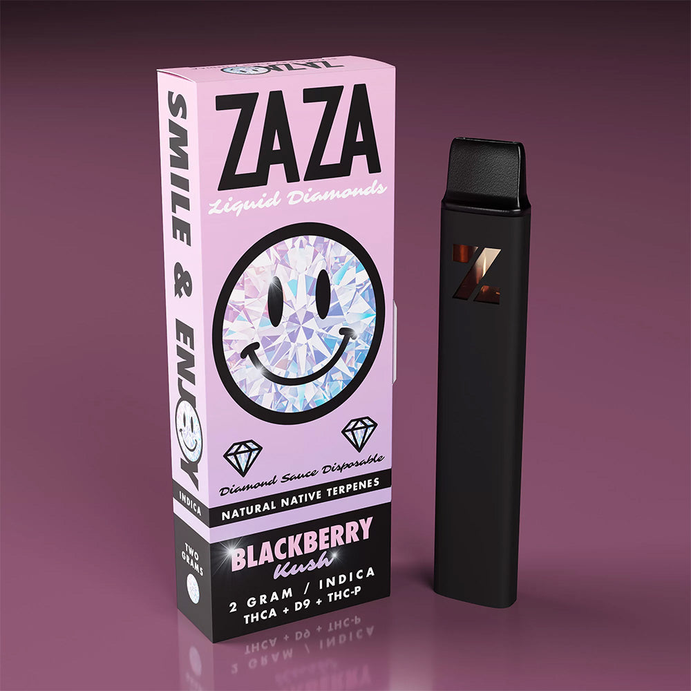 ZAZA Liquid Diamonds D9 + THCA + THC-P Disposable Vape Pen 2G - Blackberry Kush (Indica)