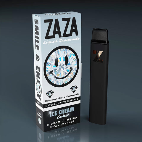 ZAZA Liquid Diamonds D9 + THCA + THC-P Disposable Vape Pen 2G - Ice Cream Cake (Indica)
