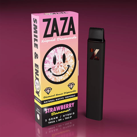 ZAZA Liquid Diamonds D9 + THCA + THC-P Disposable Vape Pen 2G - Strawberry Banana (Hybrid)